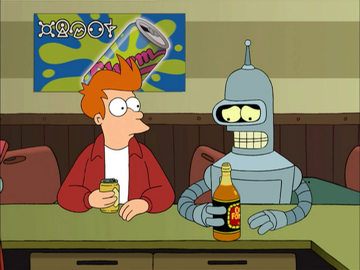 Bender and Fry at the bar